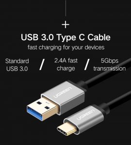 Кабель UGREEN USB Type-C 3.0 (Black) 1 M - Image 2