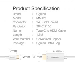USB Type-C to HDMI Кабель 1.5M（White） - Image 10